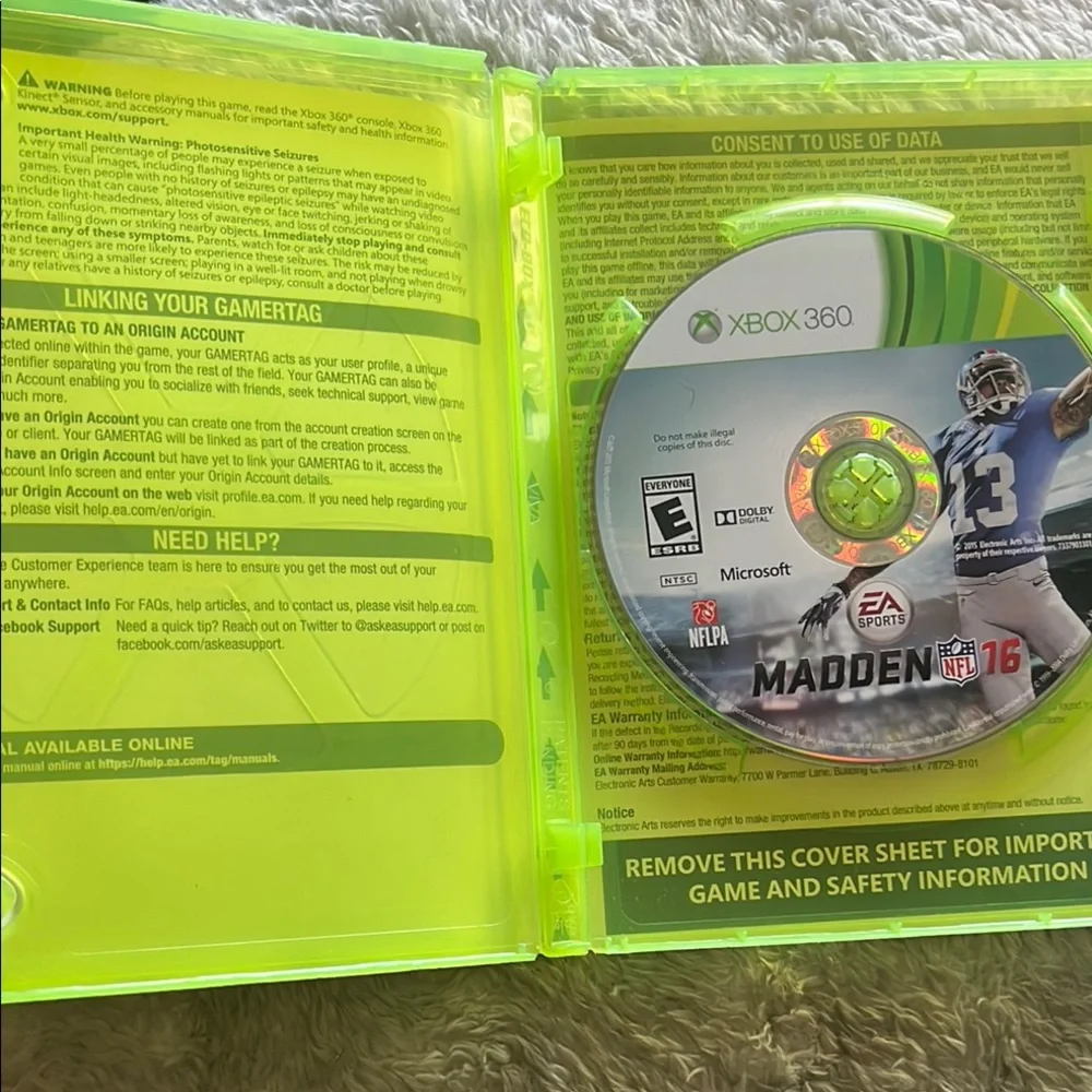 Xbox 360 Madden NFL 16 Football Video Game EUC